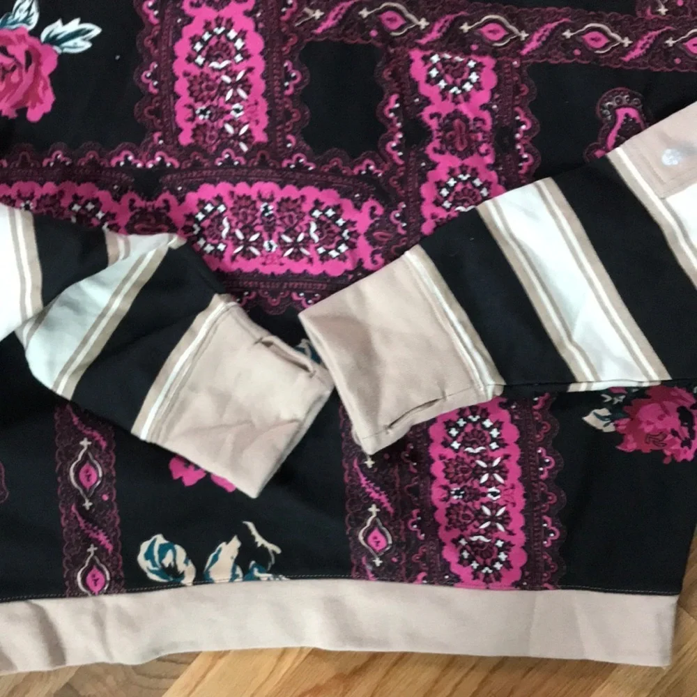 NWT Free People Overlapped Printed Sweatshirt Size Large